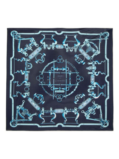 Mors et Gourmettes silk scarf - Blue