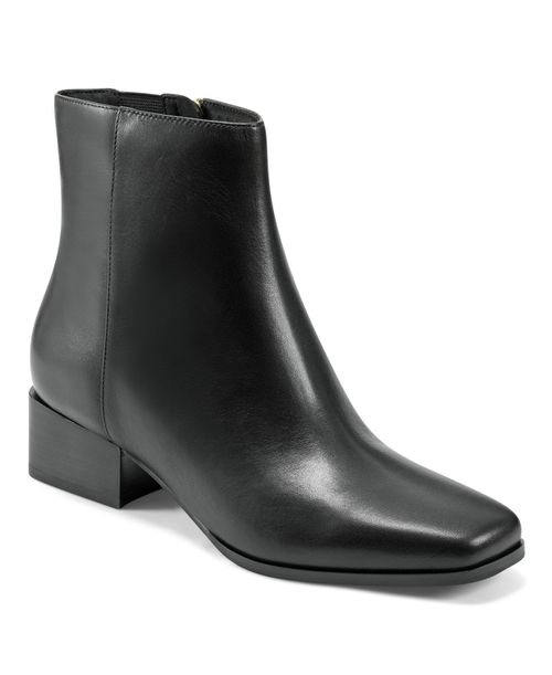 Women's Eflex Sidney Block Heel Square Toe Dress Booties - Black Leather