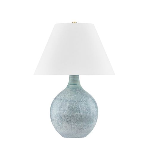 Aged Brass Ceramic Reactive Seaglass Table Lamp from the Kearny Collection