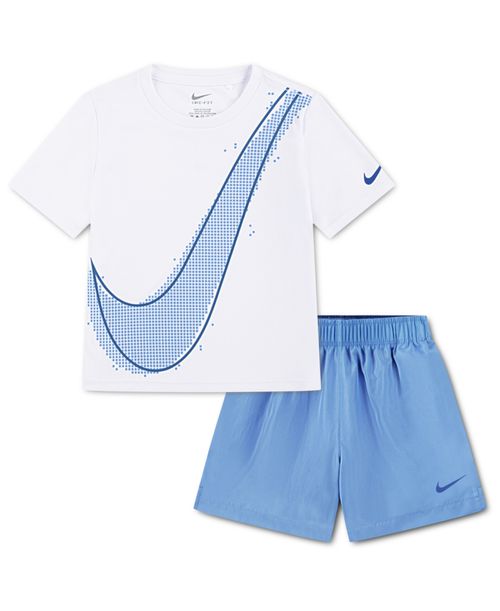 Boys' Toddler 2T-4T Dri-fit Crewneck T-Shirt and Woven Shorts, 2-Piece Set - University Blue