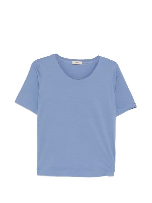 Rounded-Hem Crew Neck T-Shirt — Periwinkle Blue