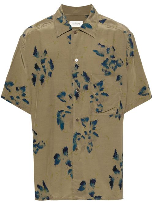 Floral-print spread-collar shirt - Green
