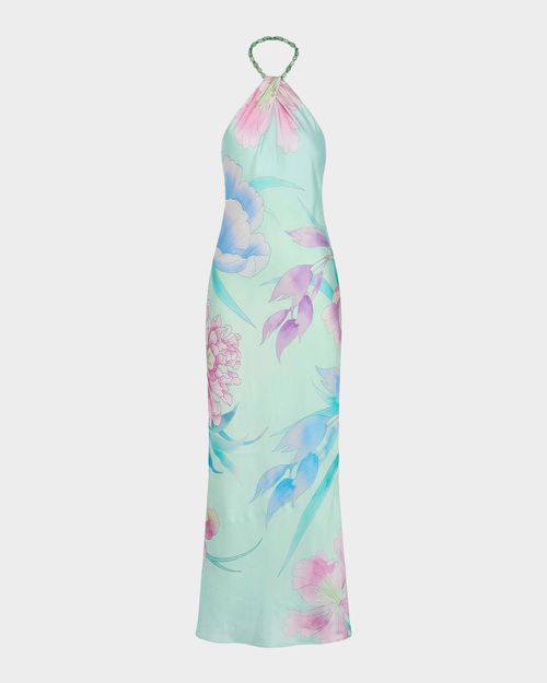 Anat Floral Satin Halter Dress
