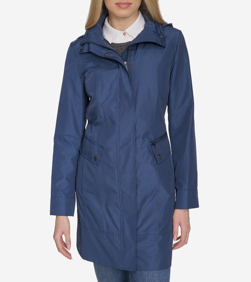 Women's Signature Packable Hooded Rain Jacket - Blue