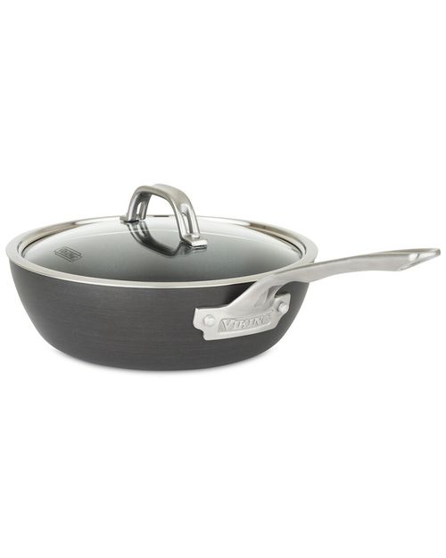 Hard Anodized Nonstick 3-Quart Saucier Pan With Glass Lid