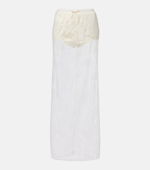 Eteri bow-detail floral lace midi skirt