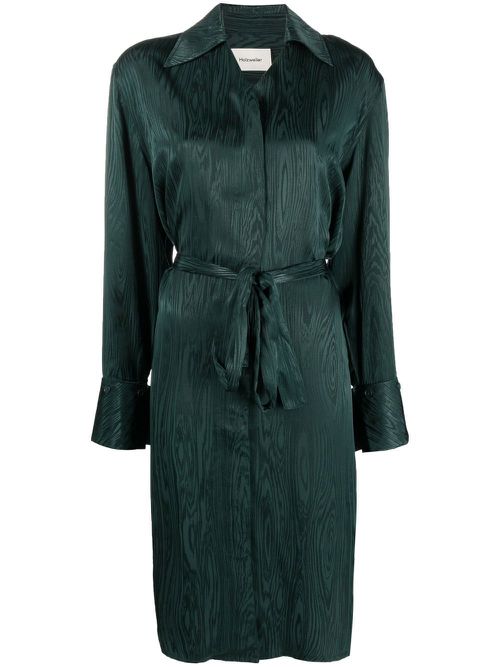 Metallic-sheen shirt dress - Green