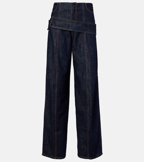 Runway low-rise wide-leg jeans