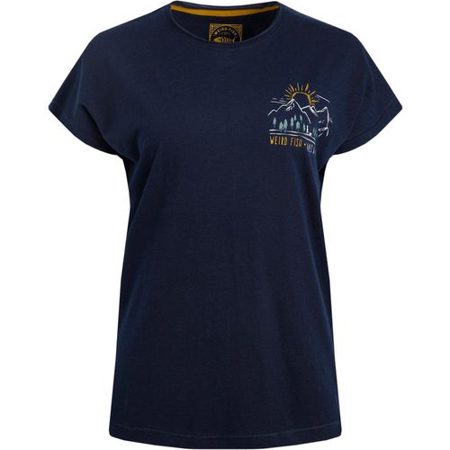 Weird Fish Womens/Ladies Wander Graphic Print Slub Organic T-Shirt (Navy) - Size 20 UK