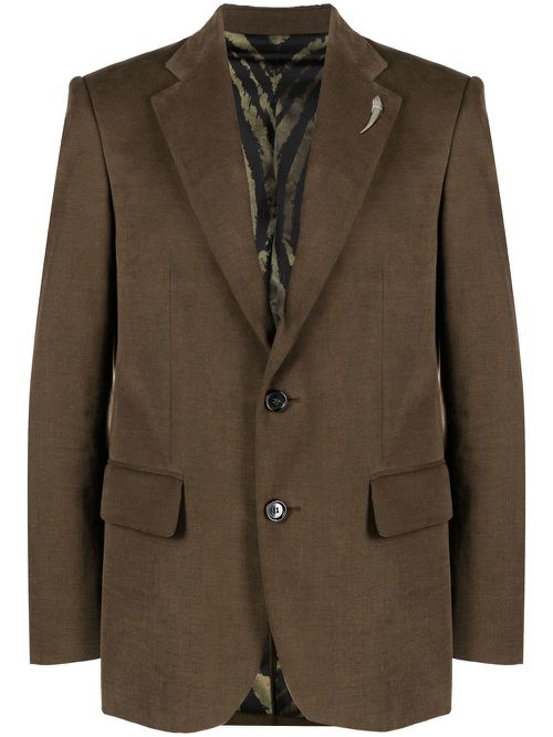 Single-breasted wool blazer - Green
