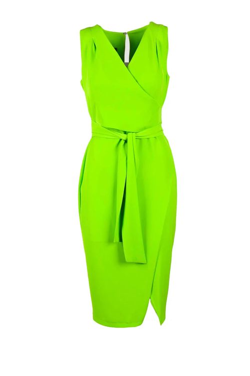 Asymmetrical Midi Dress with Wrap-Style Front