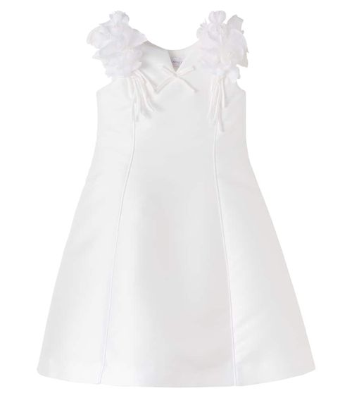 Bow-detail floral-appliqué dress