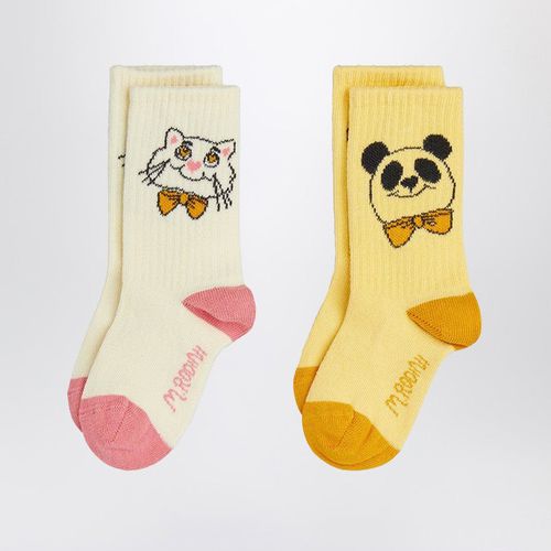 Mini Rodini twee paar sokken met panda en kattenmotief