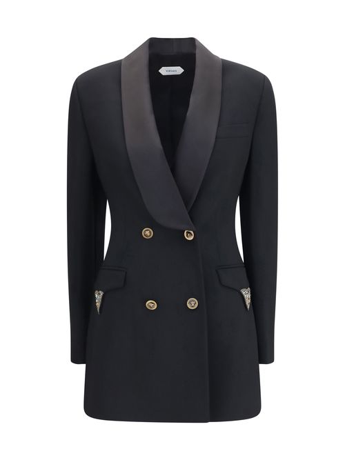 Virgin Wool Double-Breasted Blazer — Black