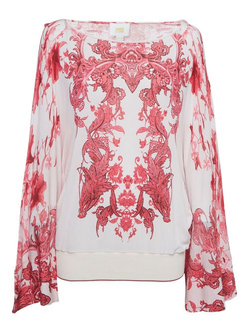 Floral-print bell-sleeves blouse - Pink
