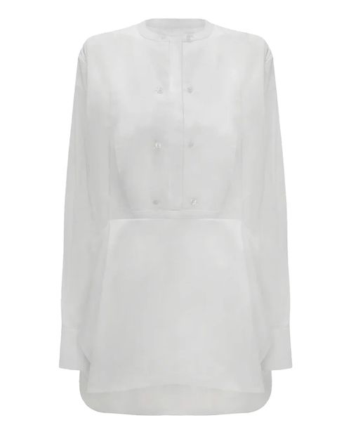 Double Bib Detail Shirt In White