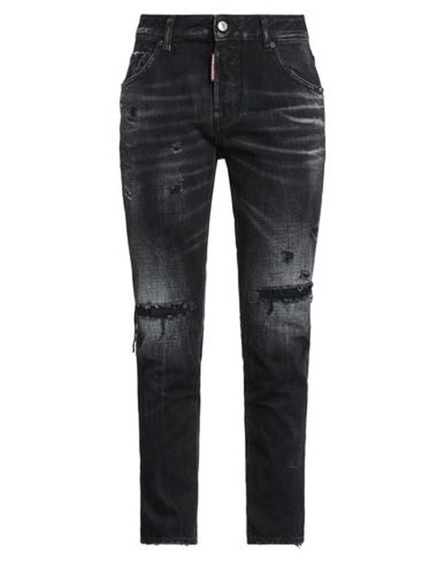 Woman Jeans Black Size 4 Cotton, Calfskin