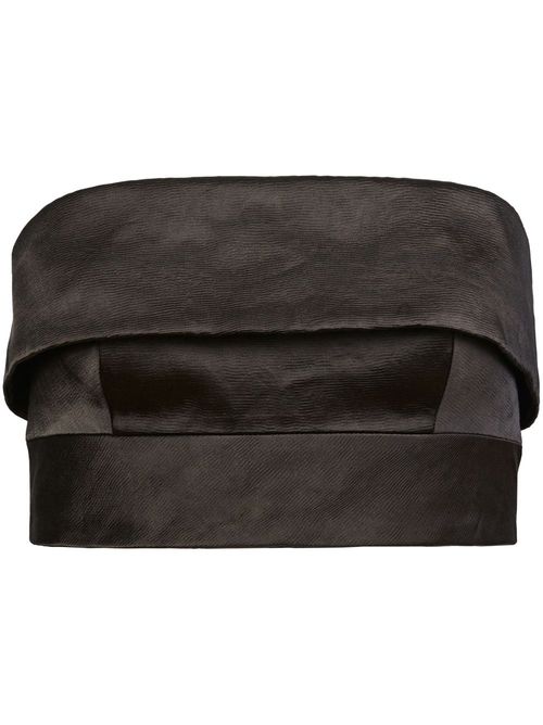 Cropped strapless silk top - Black
