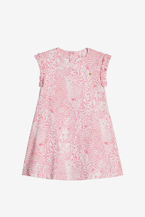 Cotton Dress With Cheetahs And Cheetah Skin - Female Baby Girls (6m