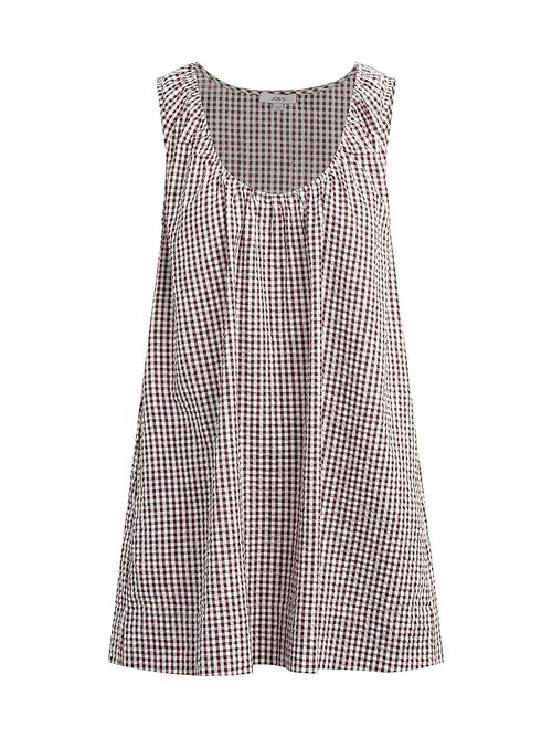Women's Ana Gingham Cotton-Blend Shift Minidress - Macchiato Gingham