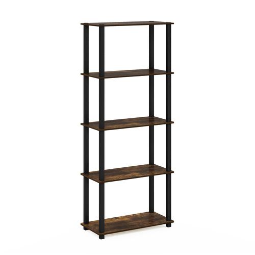 Turn-S-Tube 5-Tier Multipurpose Shelf Display Rack with Square Tubes, Amber Pine/Black