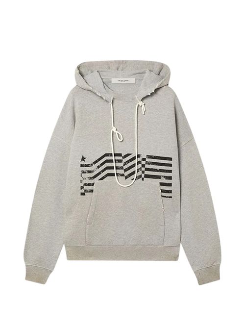 Drawstring Hoodie with Front Print & Destroyed Finish