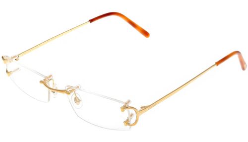 CARTIER Rectangular Rimless 53MM Gold Unisex Eyeglasses CT0092O 001