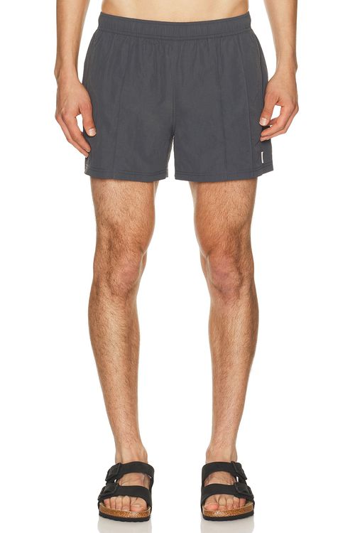 AUTO-REPLY 4 Vertical Pintuck Sebastian Swim Trunk in Vertical Granite - Grey. S also in M, L, XL/1X