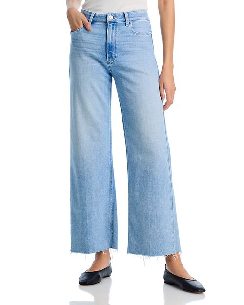 Anessa High Rise Raw Hem Wide Leg Jeans in Park Ave