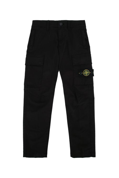 Compass Badge Cotton Cargo Pants — Black