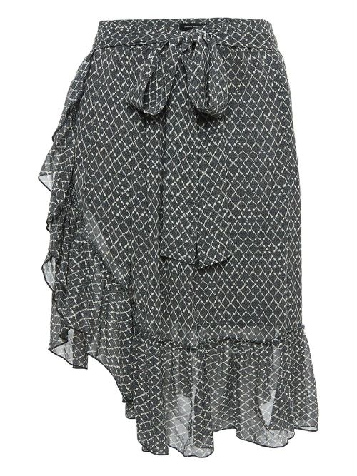 Pre-owned asymmetrical ruffled skirt - Black