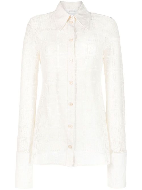 Sava floral-lace fitted shirt - Neutrals