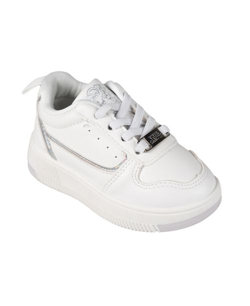 Toddler Girls Elastic Laces Court Sneaker - White