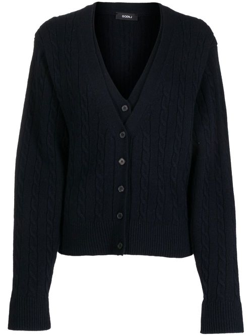 Double-layered V-neck cardigan - Blue