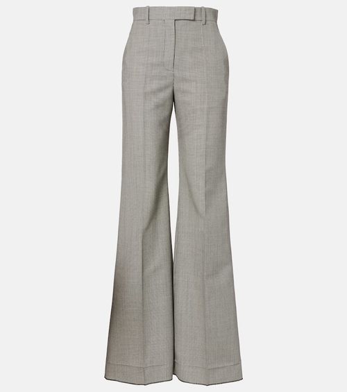 Checked wool and mohair wide-leg pants