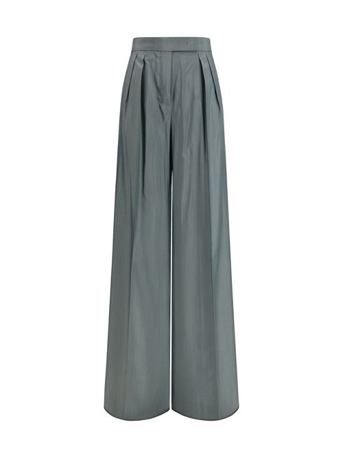 Virgin Wool Pleated Trousers — Green