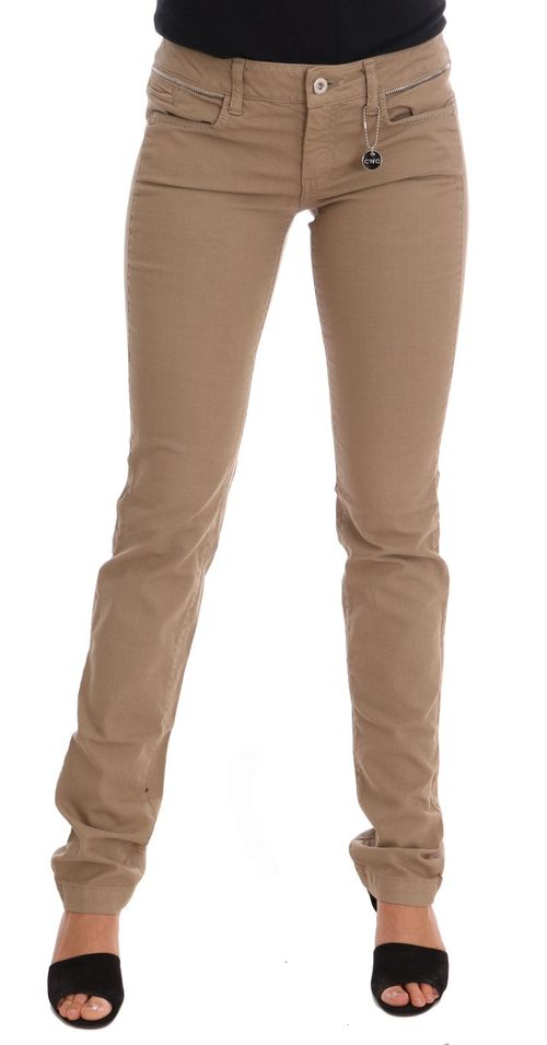 Cotton Stretch Slim Fit Jeans — Beige
