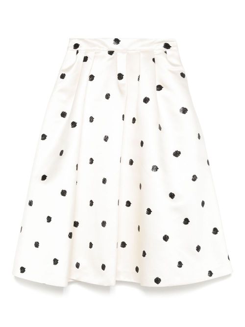 Polka-dot A-line skirt - White