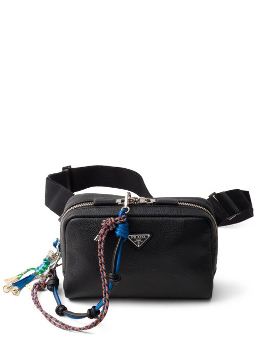 Trick-embellished leather shoulder bag - Black