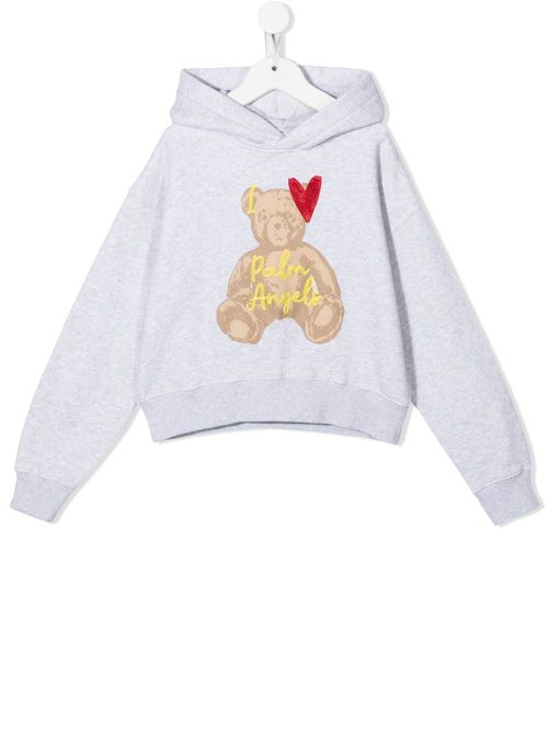 Embroidered-logo cotton hoodie - Grey