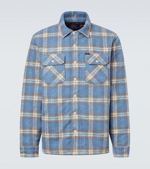 Plaid wool-blend flannel shirt