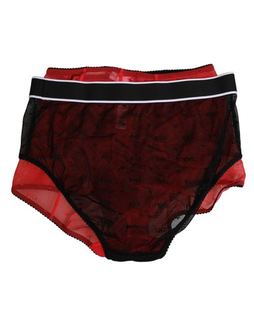 High-Waist Nylon Girdle Bodysuit — Red