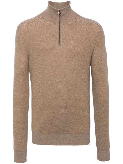 High neck zip-up jumper - Neutrals