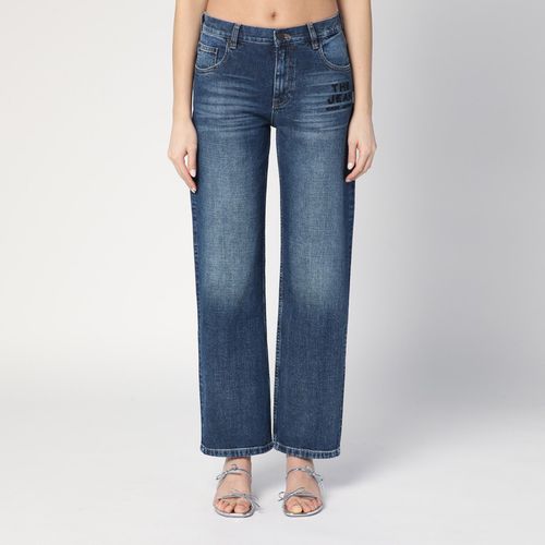 Blue washed-effect jeans
