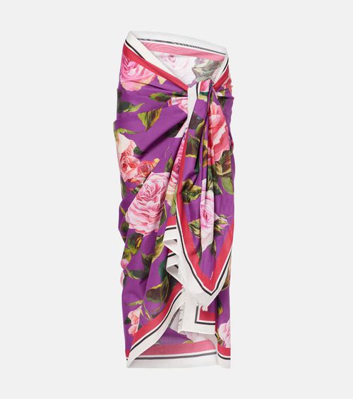 Floral cotton beach cover-up