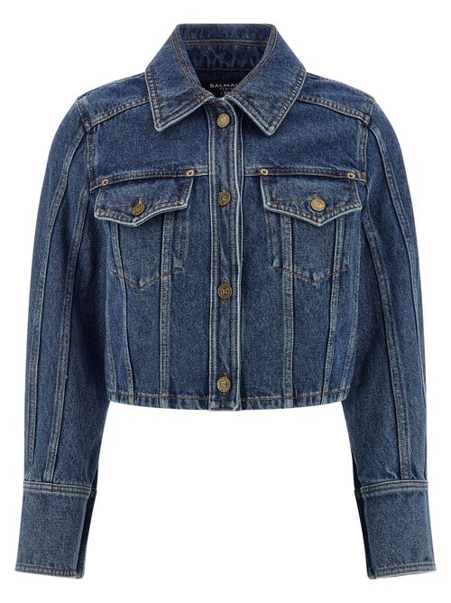 Cropped Denim Jacket — Blue