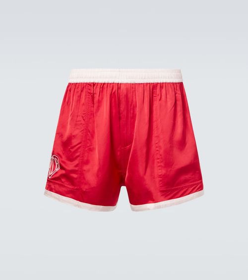 Heart Deco embroidered satin shorts
