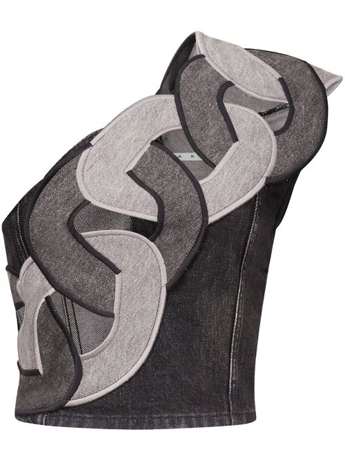 Chain-detail off-shoulder top - Grey