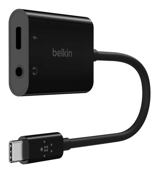 RockStar Black 3.5mm Audio + USB-C Charge Adapter