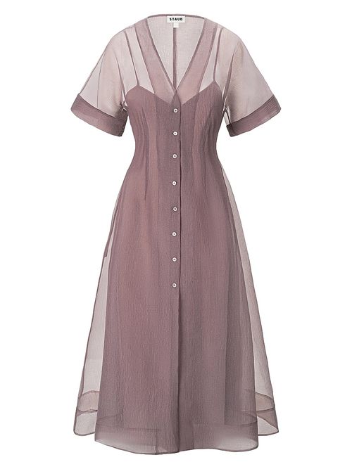Women's Elle Semi-Sheer Midi-Shirtdress - Mink